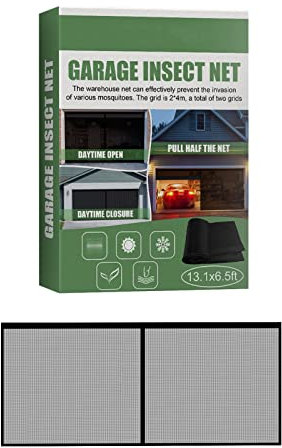 MCDSAJ Moustiquaire de porte de garage double porte de garage en fibre de verre renforcée avec crochet et boucle de 1,8 x 4,9 m