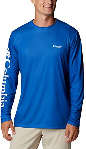 Columbia Herren Terminal Tackle PFG Carey Chen Langärmlig T-Shirt, Vivid Blue/White Intruder, Medium
