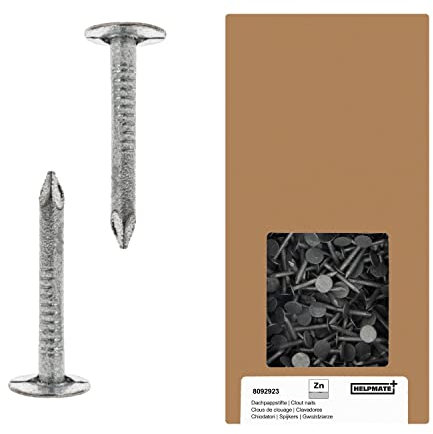 HELPMATE – Chiodi per tetto 2,0 x 20 mm zincato meccanicamente – 1 kg di cartone tipo B – chiodi per tetto DIN 1160 B – chiodi per tetto ideali per cartoncino, teloni in plastica e lastre di ardesia