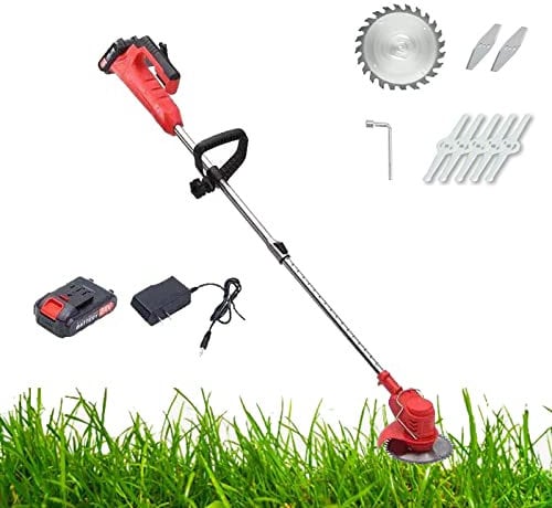 Cortacésped inalámbrico, cortacésped eléctrico Función de trituración, cuerpo plegable, batería y cargador incluidos Cortacésped manual 6 alturas de corte Kit de cortacésp(Size:una batería,Color:Rojo)