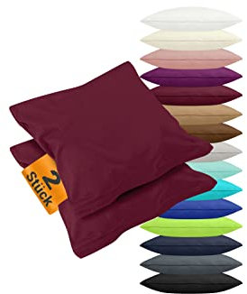 npluseins 2er Pack Kissenbezüge aus Jersey-Baumwolle in unifarbenem Design 1179.1539, ca. 80 x 80 cm, Bordeaux
