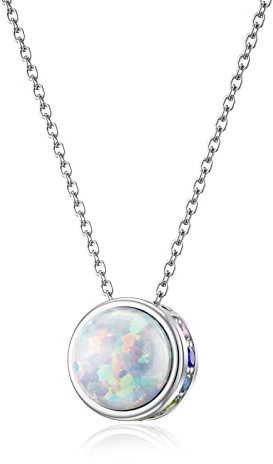 LANBEIDE Opal Halskette, 925 Sterling Silber Juni Geburtsstein Halskette Geburtstagsgeschenk Schmuck für Frauen Mädchen