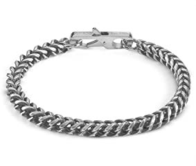 Guess Armband für Herren, Kollektion My Chains. Armband mit Kette aus Stahl, Farbe Stahl und Schwarz. Größe: L. Die Referenz lautet Jumb01338Jwstl