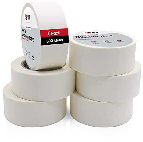 6 rotoli da 48 mm di X 50 metri di nastro adesivo bianco per Pittura | Nastro Adesivo largo per Decorazione multi superficie, ideale per Pittori, artisti, Pittori automobilistici, fai da te