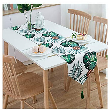 EHOMERY Tischwäsche Apelt, Tischdecke Tropische Ananas Stickerei Nordische Pflanzen Modern Simple Tischläufer Polyester 33x180CM