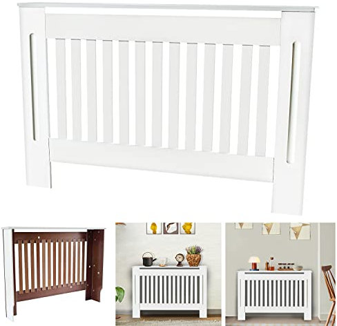 Radiator Cover MDF Modern Cabinet Top Shelving Heating Cover Cabinet - Vertical Vents, Horizontal Slat Radiator Cover, Easy Assembly, Hallway Cabinet White Medium: H 82 x W 112x D 19 cm