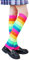 JIHUOO Rainbow Striped Leg Warmers Colorful Leg Socks Knee High Boot Cuffs Knitted Leg Sleeves Fashion Leg Covers 80s Costume Accessories