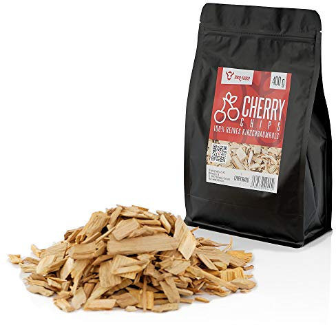BBQ-Toro Cherry Smoker Chips Kirsche Räucherchips | 400 gr | rauchintensive Smokerchips aus Kirschholz | Grillchips für Gasgrill, Smoker, BBQ | Grob, Räuchern | Holzchips, Grillzubehör, Eichenfass