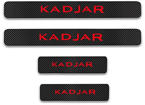 EAGLEG 4PCS Car Door Sill Protector for Ren-Ault KADJAR, Carbon Fiber Threshold Protective Stickers edge guards Self-Adhesive Film Kick Plate Cover Trim,Red