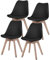 etc-shop Esszimmerstühle Eiche schwarz Schalenstühle 4er Set Küchenstühle Holz, Kunststoff, PP Sitzpolster, PU Leder, BxTxH 48x42x82 cm, 4er Set