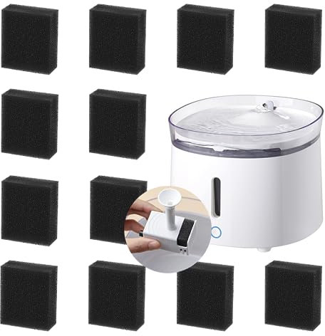 Wasserpumpenfilter, Wasserpumpenfilter für Trinkbrunnen für Katzen und Hunde, Modell: WF20 (Schwarz-12pcs)