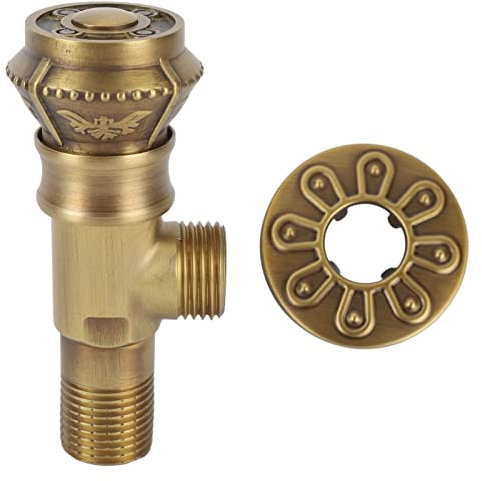 Messing-Eckventil, Retro-europäisches Anti-Leckage-Absperrventil, Drehwinkelventil, Kalt-Warmwasser-Rohr, Rundgriff-Absperrventil für Küche, Badezimmer