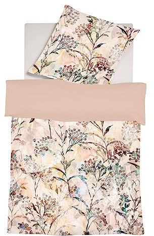 fleuresse Mako-Satin Bettwäsche Bed Art S Deltana Creme 1 Bettbezug 155 x 220 cm + 1 Kissenbezug 80 x 80 cm