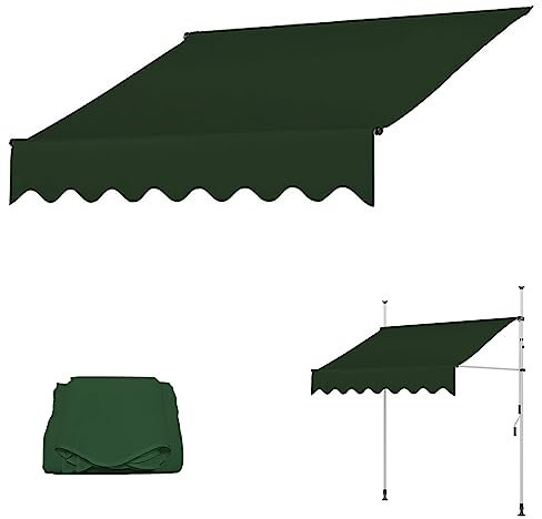 WOLWES Markise Stoff, Markisenstoff für Balkon, Wasserdichtes 180 G/m² Polyester, Markisentuch für Terrasse, Mehrere Farben, Mehrere Größen (Color : Green, Size : 2m)