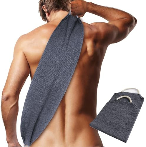 RYMAUP® Peeling Rückenbürste Natürliche Dusche Körperbürste mit 2 Griffe, Doppelseitige Badebürste Rückenschrubber, Rücken Waschhilfe zum Entfernen Abgestorbener Haut