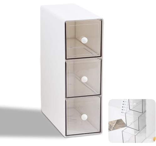 HOMURY Teebox mit 3 Schubladen: Teebeutelboxen aus Kunststoff, Aufbewahrungsbox für Teebeutel, Küchen Organizer für Schminktisch, Teebeutel, Kaffeepads, Zucker(Transparent, 23X17X8CM)