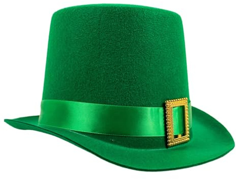 rockible St. Day-Hüte, grüne Zylinder, Zauberer-Hut, Kobold-Hüte, hoher Filz-Zylinder für Bühnenauftritt, Geburtstag