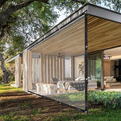 Rideaux Extérieurs PVC Étanche Transparent, Bâche Imperméable Transparente avec œillets, Coupe-Vent Rideaux de Balcon pour Gazebos, pour Terrasse, Extérieur, Résistance aux Intempéries ( Size : 3x5m(9