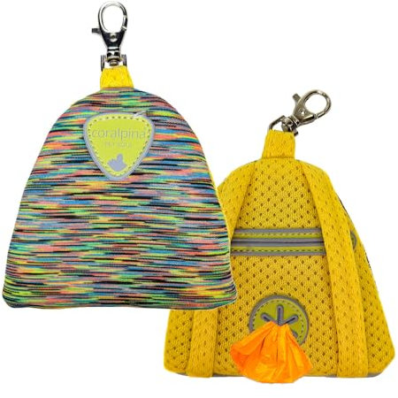 Coralpina - Mochila Powermix, contenedor porta bolsas higiénicas para perros, diseño moderno, ideal para llevar durante las caminatas, para rollos de bolsas, color amarillo melange
