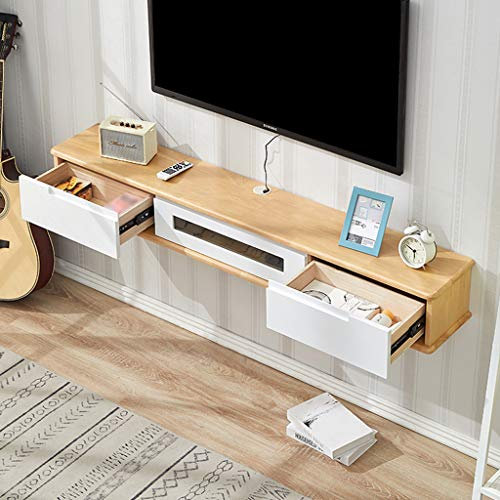 UHJKLA An der Wand montierter TV-Schrank, Schlafzimmer, Wohnzimmer, mit Schublade, Wandregal, schwebendes Regal, hängender Wandschrank, Set-Top-Box-Router, T