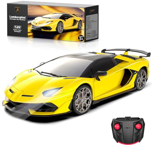 AEROQUEST 1:24 Lamborghini Ferngesteuertes Auto,2.4GHz Offiziell Lizenziertes Lamborghini RC Autos für Jungen Mädchen Geburtstagsgeschenke,Gelb