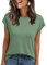 AirMood Camiseta básica Informal de Verano para Mujer con Manga Casquillo, Verde, XXL