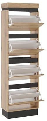 möbelando Schuhkipper >Corte< in Coast Evoke Eiche Dekor - 53,8x175,5x29cm (BxHxT)