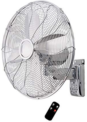 JDSHFEN Ventilador de Pared, Ventilador eléctrico Retro montado en la Pared, Ventilador de Metal Industrial con Control Remoto y sincronización de Cabezal móvil, 16 Pulgadas