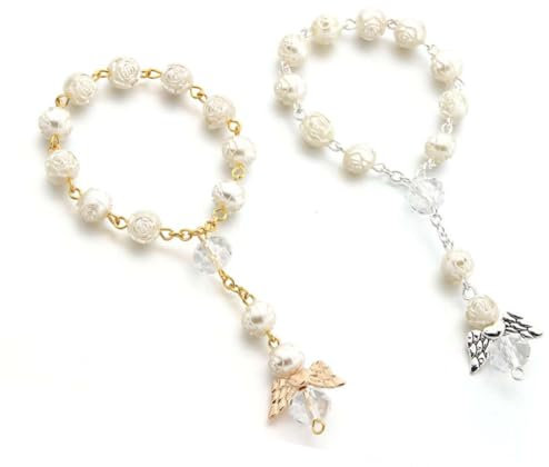 GXGM 2 pcs Auto Rosenkranz für Rückspiegel,rosenkranz kette,auto rosenkranz,Engelsflügel