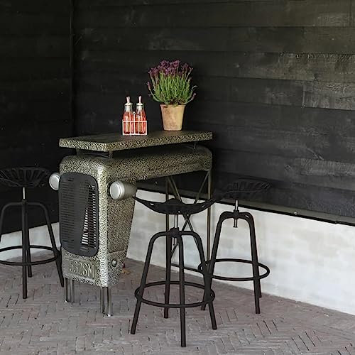 Traktor-Barstuhl Schwarz,Traktorhocker aus Gusseisen und Stahl höhenverstellbar und drehbar für Küche, Bar und Garten Barhocker, Möbel