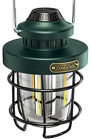 LOLPALONE Linterna portátil retro para camping, lámpara LED recargable por USB, luz de emergencia, color verde