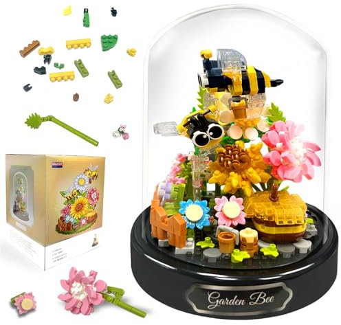 Set di Blocchi da Costruzione per Bouquet, 588 PCS Costruzione di Bouquet di Fiori con Copertura, Micro Blocchi Bouquet di Fiori, Decorazione Della Casa per Adulti e Bambini (Ape)