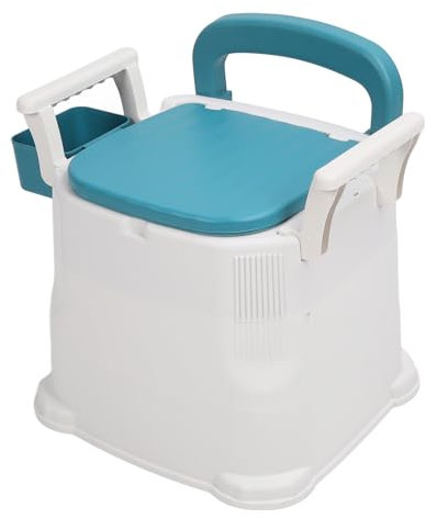 Cómoda Junto a la Cama, Inodoro Portátil para Adultos con Reposabrazos Desmontables Asiento de Cuero de PU Portátil Silla con Inodoro para Inodoro con Brazos para Ancianos,