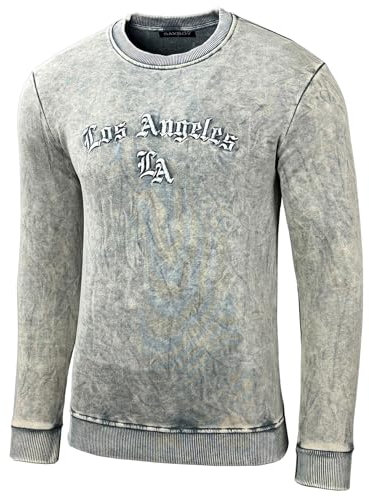 Herren Longsleeve T-Shirt Langarmshirt Langarm Aufdruck Oberteil Sweatshirt 705, Farbe:Grau_1, Größe:L