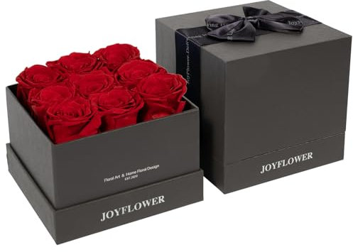 JoyFlower Konservierte Rosen in einer Box (9 Stück), Muttertags-Weihnachtsrosen, Geschenkbox, konservierte Rosen, Geschenk für Mutter, Freundin, Ehefrau, Oma, sie (rot)