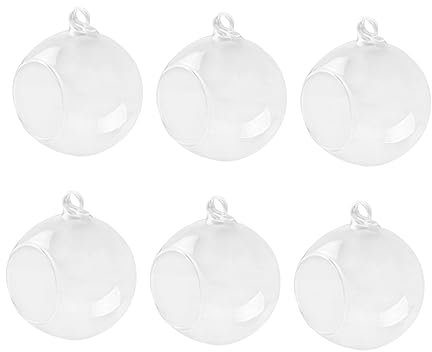 IMIKEYA 6stücke Hängende Glaskugelvasen Klar Kugelförmig Borosilikatglas Flaches Bodendesign Terrarium Blumenpflanzen Heimdekoration Hochzeit DIY