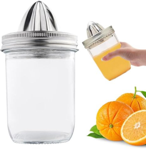 Carroterr Manual Citrus Juicer, 304 Stainless Steel Robust Hand Juicer Reamer Rotation Press, Leak-Proof Bottle Cap For Canning Jar