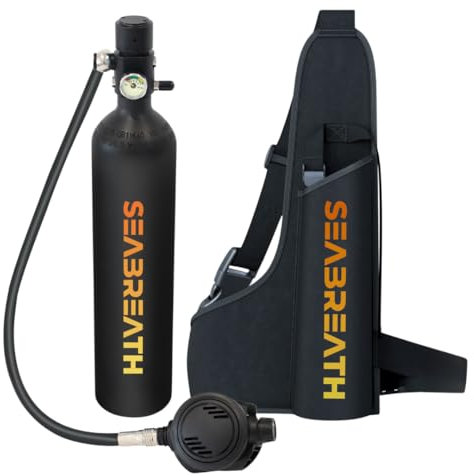 SEABREATH - Mini Bouteille d’Oxygène Rechargeable et Portable, Idéale pour Le Snorkeling et la Plongée Légère – Compacte, Sécurisée et Facile à Utiliser 1000