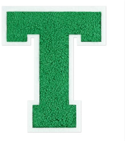 QianSiLi 6.0 Inch Chenille Iron On Letters for Clothes Varsity Letter Patches Embroidered Patch Iron On Patches for Clothing Jacket/Hoodie/Varsity (Green,T)