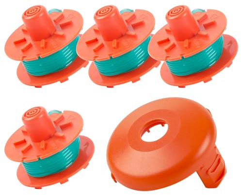 uzoyfoda Bobine de Fil pour débroussailleuse Gardena 5367-20, 4,2 m x 2 mm pour débroussailleuse Gardena Turbo SmallCut 2402 2404 avec Couvercle de Bobine 05329-20 (4 bobines + 1 Couvercle)