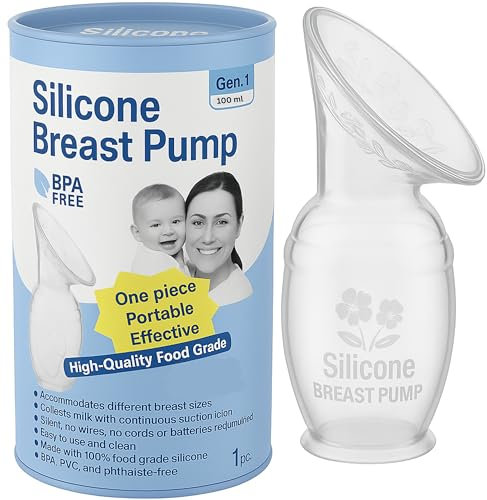 Manuelle Milchpumpe aus Silikon, leichte und tragbare manuelle Stillpumpe, verstellbare Saugkraft, 100 ml lebensmittelechtes Silikon, Stillpumpen und Zubehör
