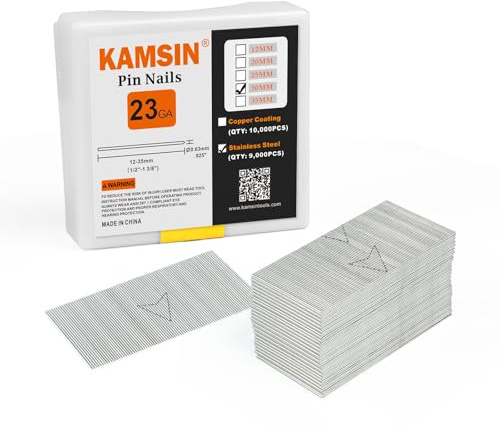 Kamsin P630SS 23 Guage Stainless Headless Pin Nails, 30mm, 9,000 PCS | 23GA stainless headless pin nails, 30mm length. 9,000 PCS for pin nailers, cabinets, woodworking and interior projects.