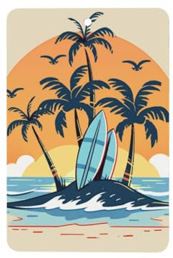 Two Palm Trees Surfboards Sunset Car Air Fresheners 4 Pcs Hanging Scented Cards Fragrance Scented Cards For Car Aromatherapy Tablets