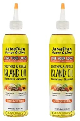 AS Glory Jamaican Mango & Lime Island Oil for Locs, Strengthening Hair Treatment, Soothes & Seals, 237 ml (2 Pack)