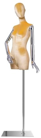 Schneiderpuppe Verstellbare Damen-Schneiderpuppe, Farbenfrohe Modepuppe Mit Abnehmbarem Kopf Und Armen Auf Metallsockel(Yellow,Rectangular Base)