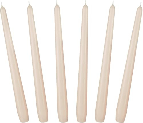 BRUBAKER 24 cm Spitzkerzen für Kerzenständer und Kerzenhalter - 6 Stück | Lange, tropffreie Deko Kerzen mit langer Brenndauer - Leuchterkerzen Set Champagner