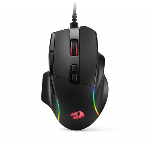 Redragon M925 Wired Optical Gaming Mouse 24000 DPI Remapping Keys | Stable Lag-Free Connection, Smooth Precise Tracking, Programmable Button, Vibing Backlight, Ergonomic Grip Body Comfort