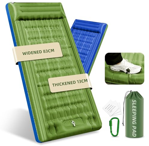 InnoMast Camping Mattress 83cm Ultra Wide,13cm Thickened Inflatable Camping Mat(Foot Pump),Upgraded Camping Sleeping Mat for Hiking, Sunbathing, Tours,Tent, Ideal for Side Sleepers