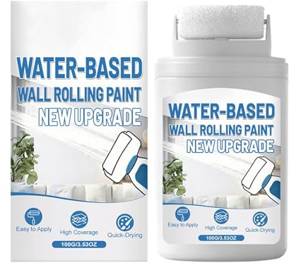 Peinture de séparation blanche - 100 g - Rouleau de peinture blanche - Revêtement mural à base d'eau - Pour salle de bain, salon, chambre à coucher, plinthes, meubles, cuisine, couloir
