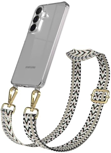 EAZY CASE Handykette - Verstellbares Taschenband kompatibel mit Galaxy S26, Schulterriemen, Handykordel mit Silikon Hülle, Umhängetasche, Grün Schwarz Gold